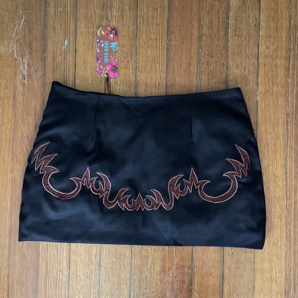 NWT Into Gaia Cosmic Feelings Suede Mini Skirt in Brown Western Cowgirl Cocoa - Picture 10 of 10